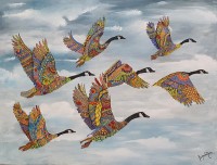 Aayesha Noor, 36 x 48 Inch, Oil on Canvas, Bird Painting, AC-AYNR-003